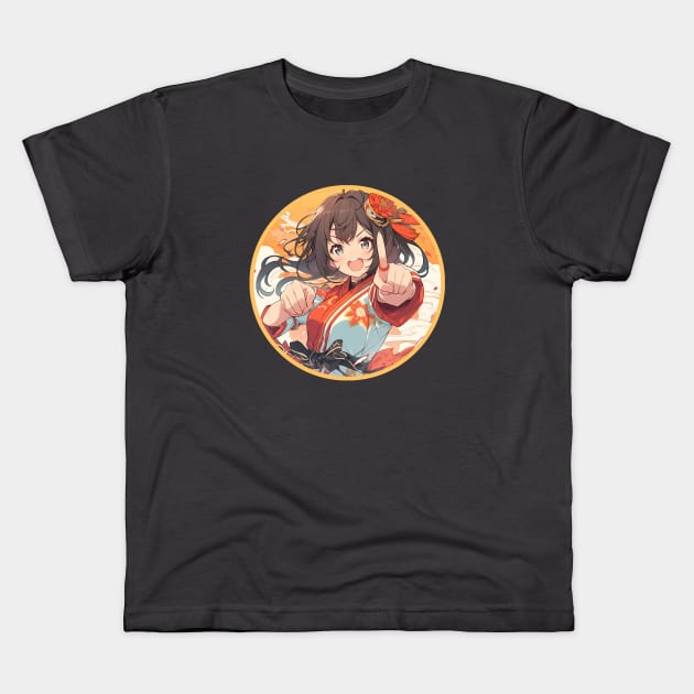 Fighting girl 4 Kids T-Shirt by obstinator